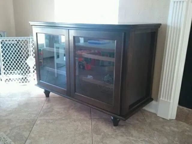 Formal dining room sideboard built-in with wine cooler niche and stemware rack